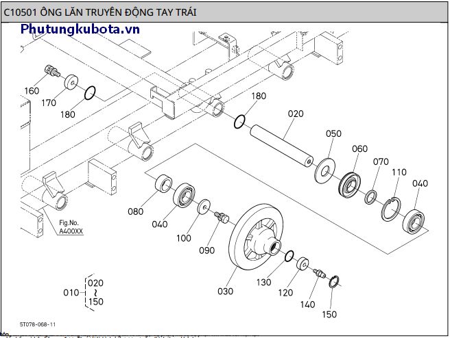 Ống lăn truyền động tay trái